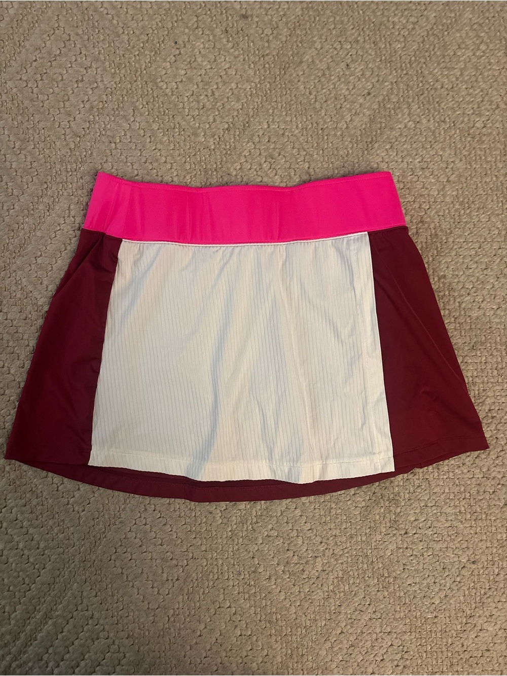 Prince Pink, White and Burgundy Colorblock Mini Skirt